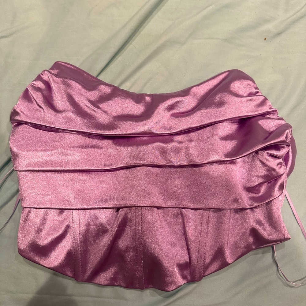 Purple satin corset crop top